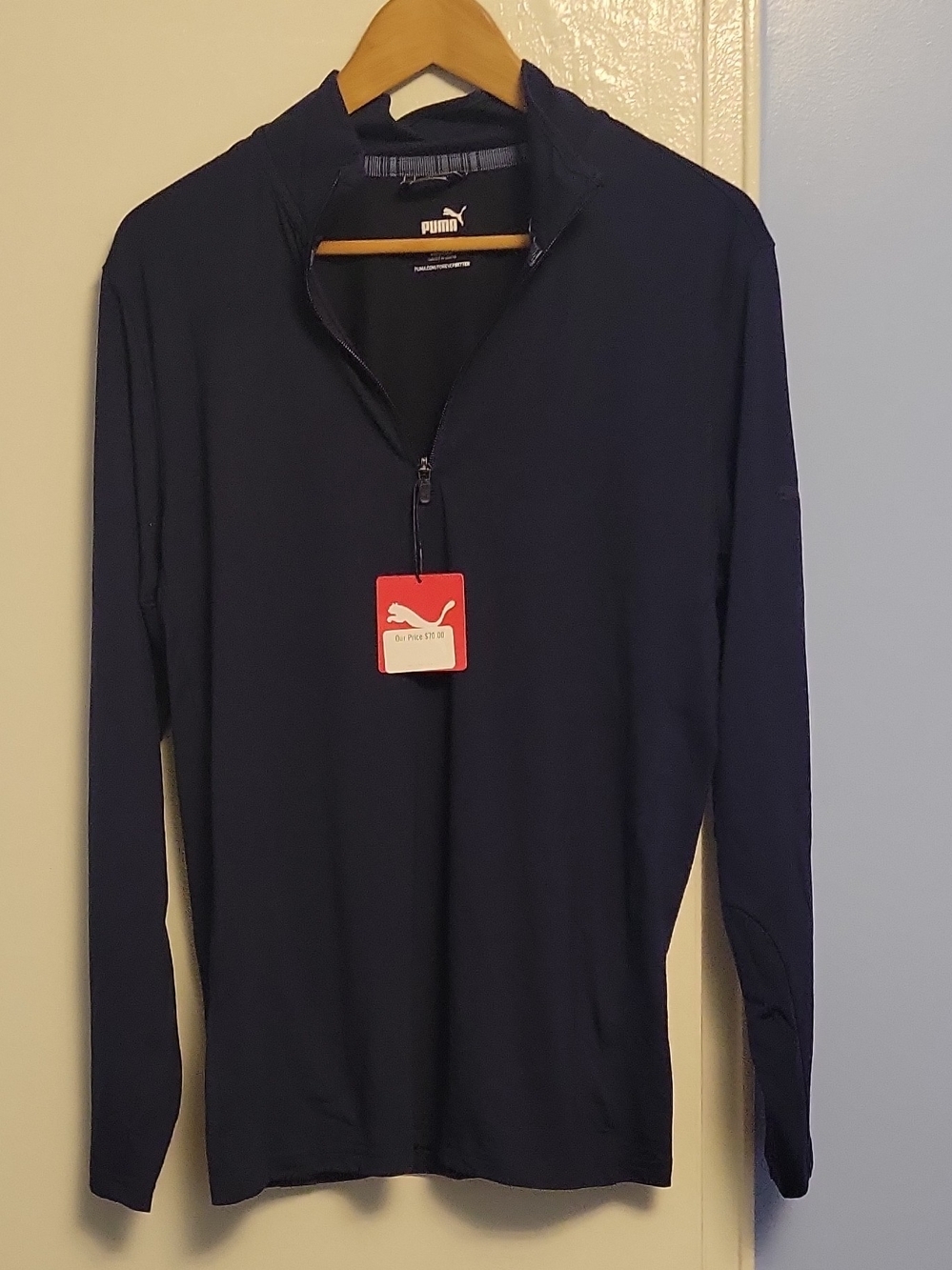 Puma Men's Navy Quarter-Zip Long Sleeve Shirt